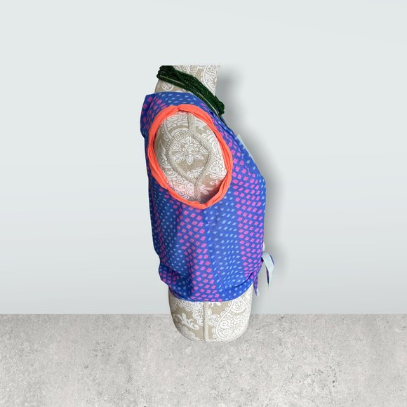 Women’s American Eagle blue and orange tie front tank top size medium. - Picture 4 of 7